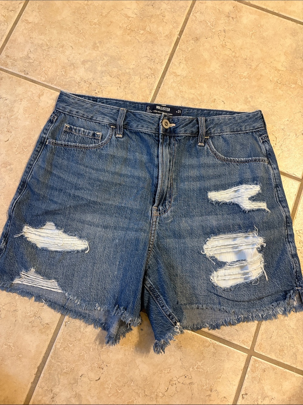 Hollister Distressed Blue Denim Cutoff Shorts